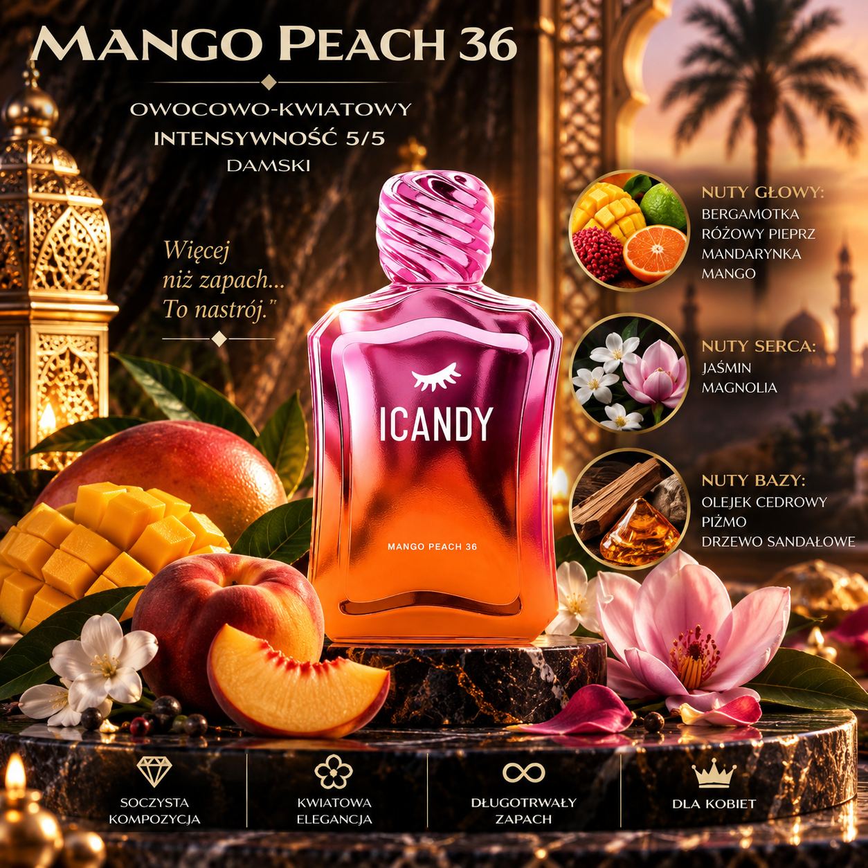 ICANDY Mango Peach 36 Dubai Perfumy Arabskie Damskie Owocowo Kwiatowe ICANDY Mango Peach 36 Dubai Perfumy Arabskie Damskie Owocowo Kwiatowe